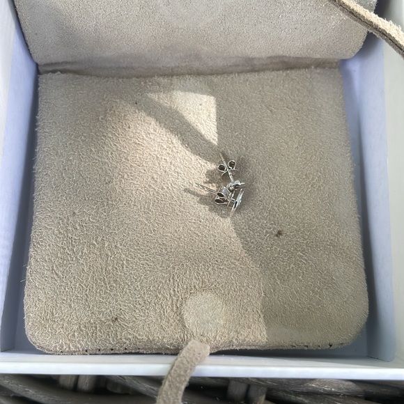 NWT Designer 14k White Gold and Diamond Hamsa and Evil Eye Earring Studs - Picture 10 of 12